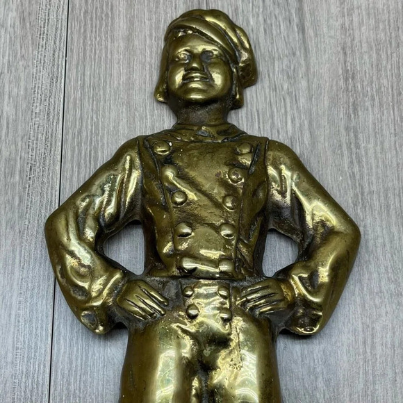 VTG Sheffield Solid Brass Dutch Boy and Girl Cast Iron Pair Andirons Gold - Picture 7 of 10
